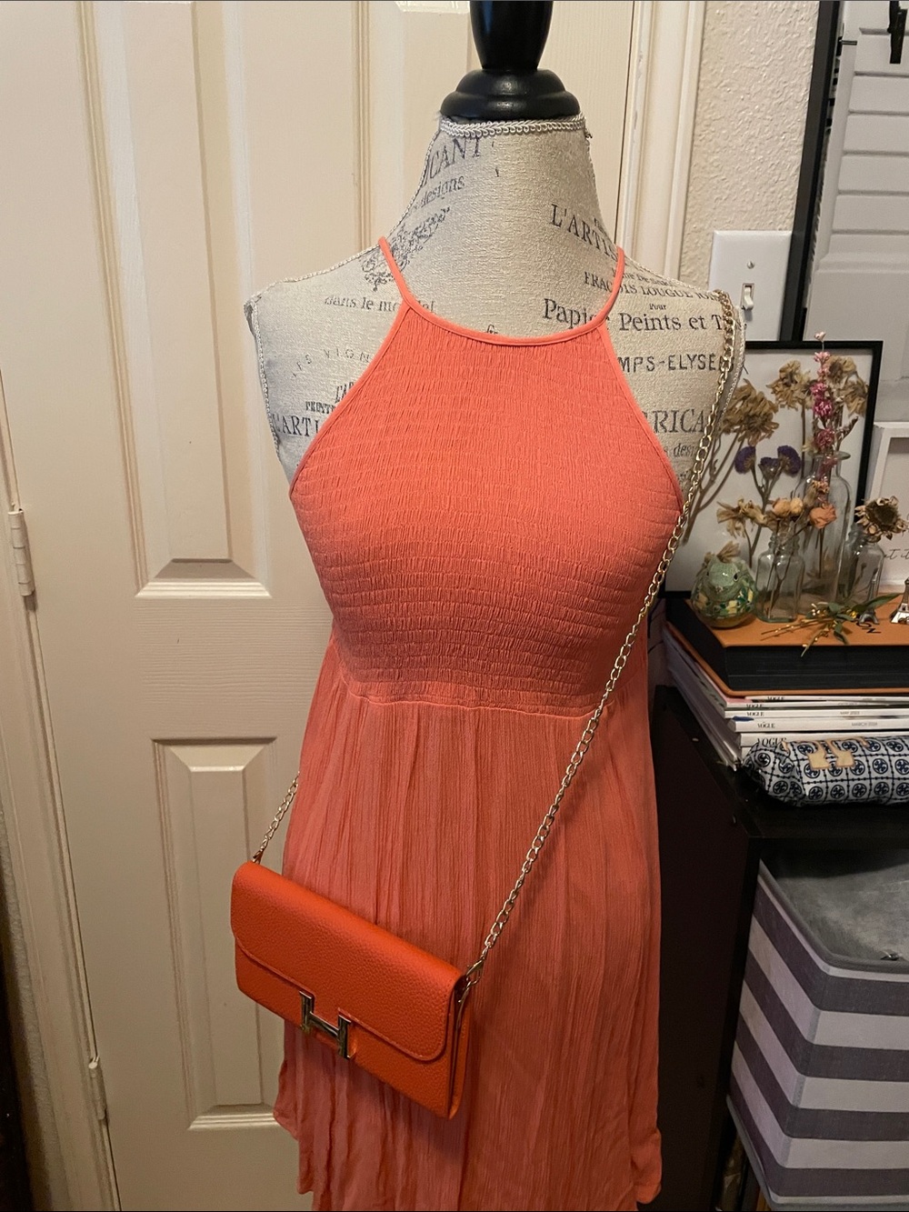 Mossimo Supply Co. Coral Halter Sundress. Bag sold separately ****